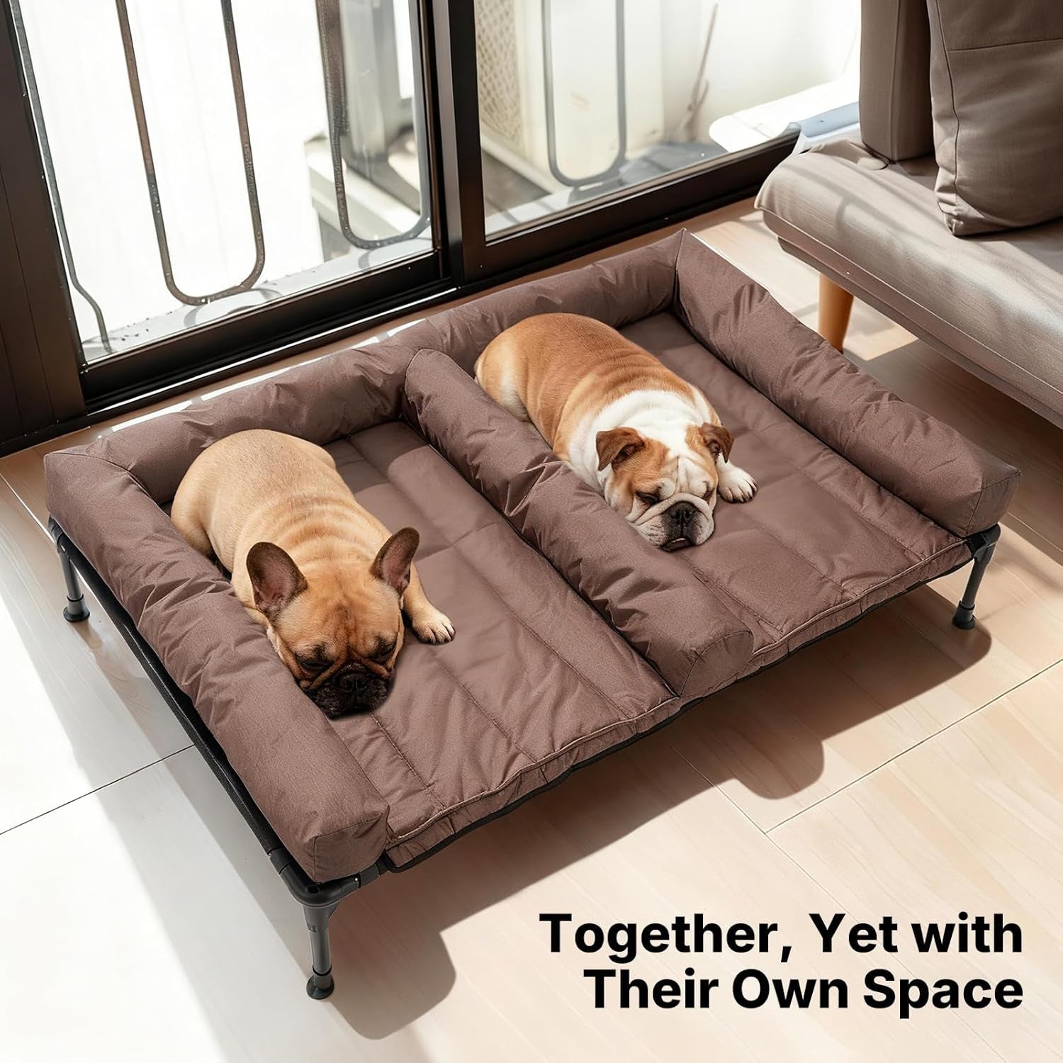 veehoo-elevated-dog-bed-for-2-dogs-cooling-raised-dog-bed-with-bolster-mat-outdoor-double-dog-bed-with-removable-waterproof-cushion-breathable-mesh-non-slip-feet-for-outdoor-indoor-49-brown