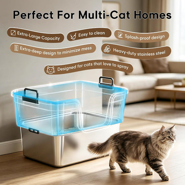 Litter Box,Extra Large Cat Litter Box, Enclosed Design Prevents Scatter, 30° Angled Filter Plate, Leak-Proof, Includes Cat Litter Mat & Metal Scoop2