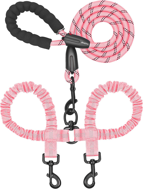 Iyoshop Dual Dog Leash - 360° Swivel, No Tangle Walking Leash with Shock Absorbing Bungee for Two Dogs (Large, 25-150 Lbs, Black)17