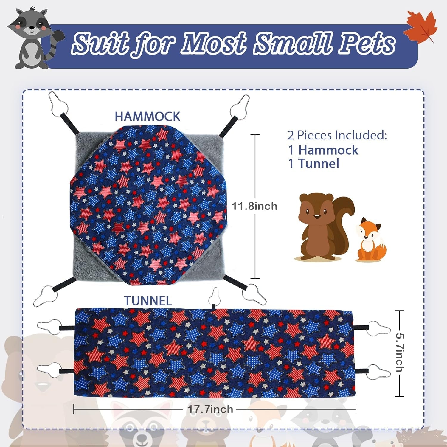 petonfun-ferret-rat-hammock-tunnel-set-for-cage-accessories-toys-bed-blue-2-pack-large-size-double-sided-durable-soft-hideout-for-guinea-pig-chinchilla-to-hide-suitable-for-most-small-animal