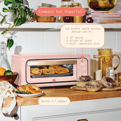 Infrared Air Fry Toaster Oven 9 Slice, 1800W Countertop Oven with Convection & Air Fry Functions, Digital Touch Display, Multi Cooking Modes for Baking, Broiling & Reheating (Rose)5