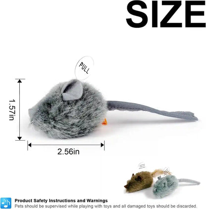 Ttcat 2 Pack Squeaky Furry Mouse Cat Toys with Silvervine, Realistic Fluffy Mice Kitten Interactive Hunting Toy, Noise-Making Cat Prey Toy for Indoor Cats, Boredom Relief Teaser Chew Toy.2