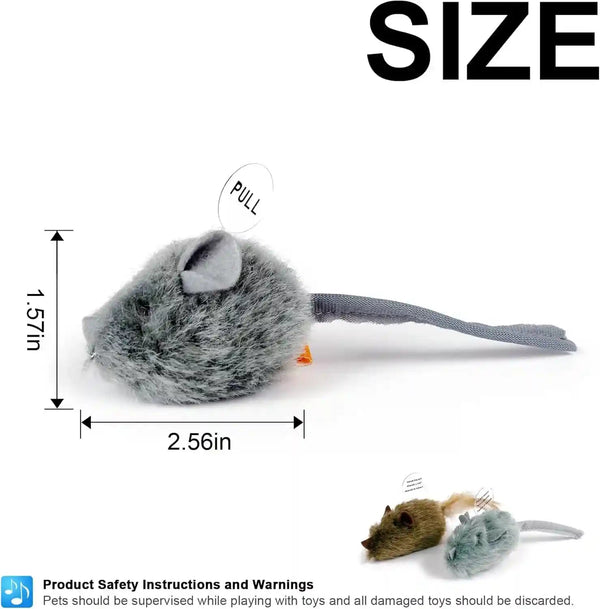 Ttcat 2 Pack Squeaky Furry Mouse Cat Toys with Silvervine, Realistic Fluffy Mice Kitten Interactive Hunting Toy, Noise-Making Cat Prey Toy for Indoor Cats, Boredom Relief Teaser Chew Toy.2