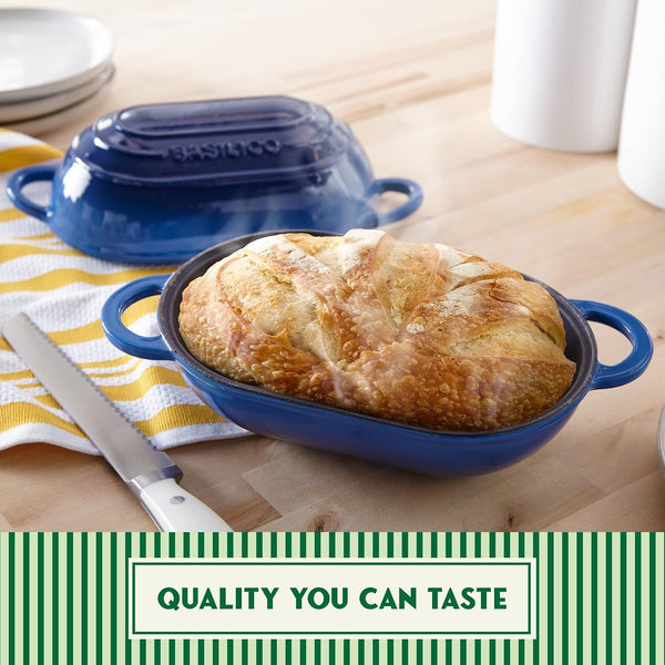 Enameled Cast Iron Bread Oven 2 Qt (Blue), Non-Stick Single Loaf Cast Iron Bread Pan with Lid, Easy Homemade Sourdough Dutch Oven with Lid, Oven-Safe Artisan Bread Baking Pan7