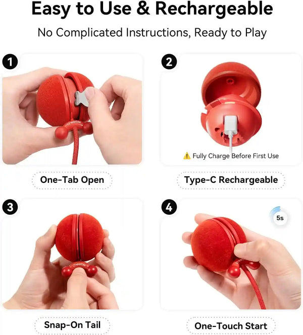 Cheerble Interactive Cat Toy Ball, Smart Automatic Electric Cat Toys for Indoor Cats with 3 Speeds, Chirping Moving Motion Activated Teaser Rolling Ball Toy for Cats/Small Dog to Keep Them Busy6