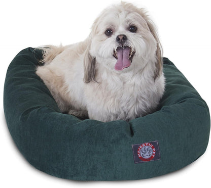 Majestic Pet 40 Inch Micro Velvet Calming Dog Bed Washable – Cozy Soft round Dog Bed with Spine for Head Support - Fluffy Donut Dog Bed 40X29X9 (Inch) – round Pet Bed Large – Pearl17