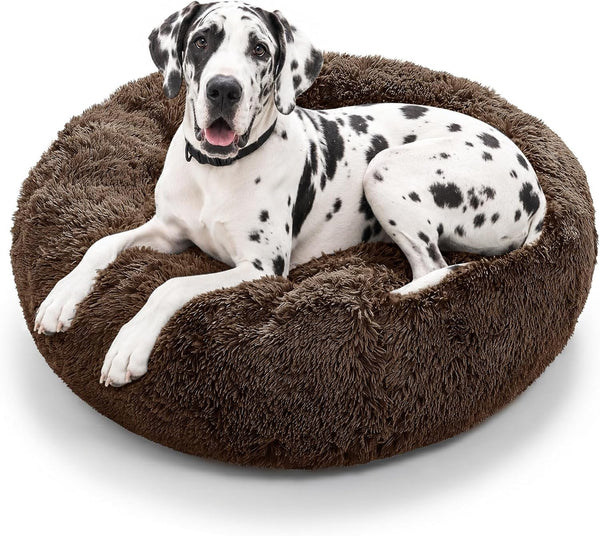 JOLLYVOGUE Small Dog Bed, Calming Soft Anti-Anxiety Donut Cat Bed, Washable round Fluffy Cushion for Small and Medium Pets (20")11