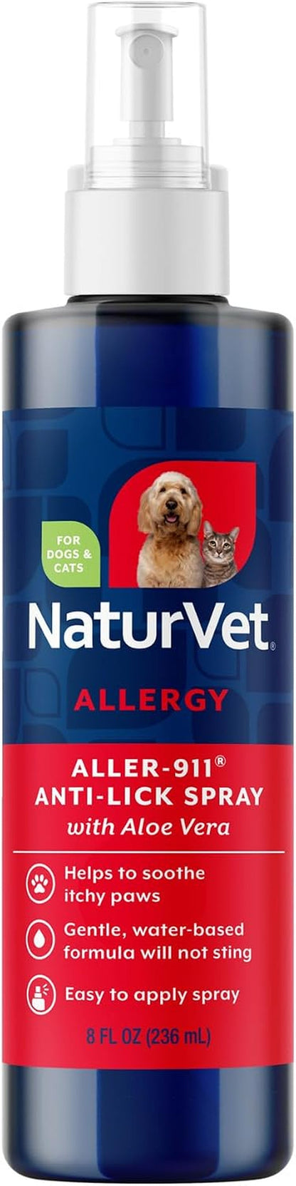 Naturvet Aller-911 Anti-Lick Paw Spray for Dogs & Cats – Includes Aloe Vera – Helps Sooth Itchy Paws, Offers Dog & Cat Allergy Support – Helps Discourage Pet Licking – 8 Oz. Spray | Includes Aloe Vera, Sooth Itchy Paws, Offers Dog & Cat Allergy Support, Discourage Pet Licking1