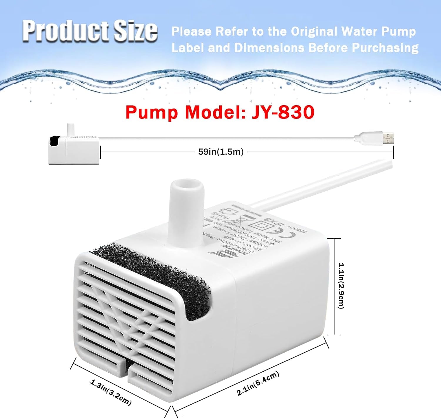cat-water-fountain-pump-replacement-jy-830-submersible-motor-cat-fountain-pump-replacement-fountains-pump-for-stainless-steel-cat-dispenser-ultra-quiet-dog-drinking-fountain-pump