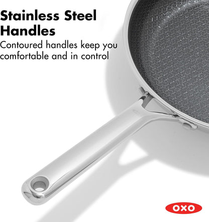 OXO Hybrid 12” Nonstick Wok with Glass Lid, Pfas-Free Ceramic Stir-Fry Pan, Induction & All Cooktop Compatible, Dishwasher Safe, Fusion Boost Tech for Powerful Searing, Mirror Polished Tri-Ply9