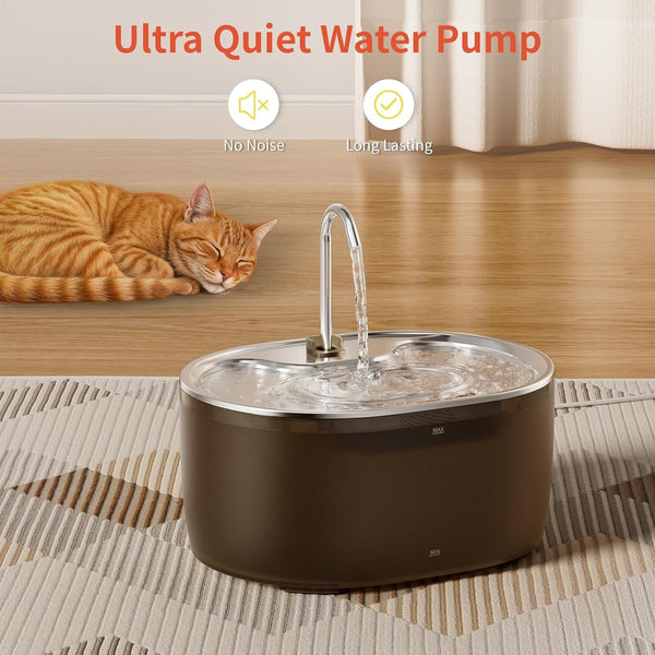 Cat Water Fountain, 3.2L Automatic Cat Fountains for Drinking with Faucet Design, Super Silent Pet Drinking Dispenser with Water Level for Cats, Dogs, Multiple Pets (Black, 3.2L)3