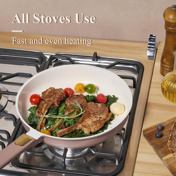 Ceramic Cookware Set, Pots and Pans Set Non Stick, 14-Piece Induction Cookware, Non Toxic Healthy Non Stick Kitchen Cooking Set, with Frying Pans Set,Large Capacity Soup Pot6