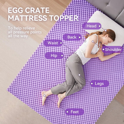 2 Inch Egg Crate Memory Foam Mattress Topper Twin Size, Soft Mattress Pad for Back Pain Relief, Bed Topper, Certipur-Us Certified2