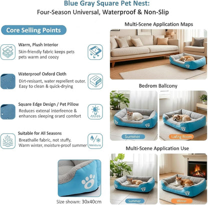 Plush Dog Bed for Small to Large Dogs - Rectangular Polyester Pet Bed with Paw Print Design, Soft & Comfortable Indoor/Outdoor Use, Dog Bed for Small, Indoor Pet Furniture, Durable Pet Bed7