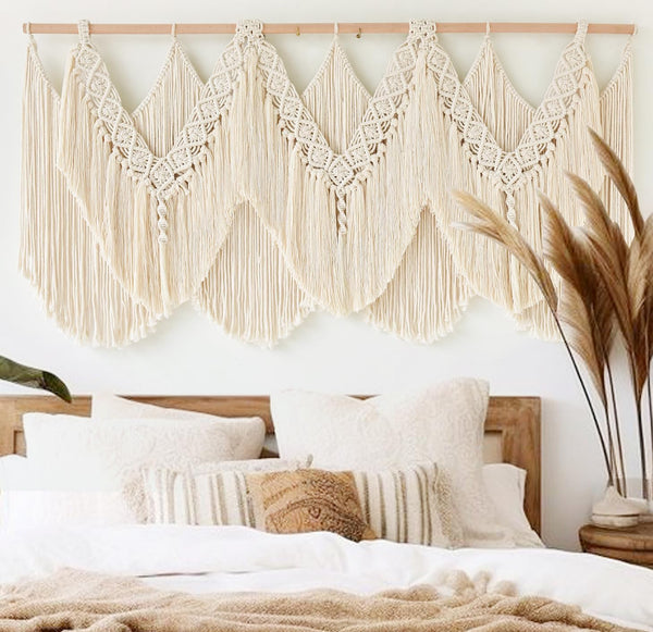 Macrame Wall Hanging Wedding Hanger Tassel Knotting Boho Decor 47"W*25"L | Cotton Rope, Bedroom Wall Art, Dorm Room Accent, Apartment Decor, Home Interior, Wedding Backdrop, Housewarming Gift1