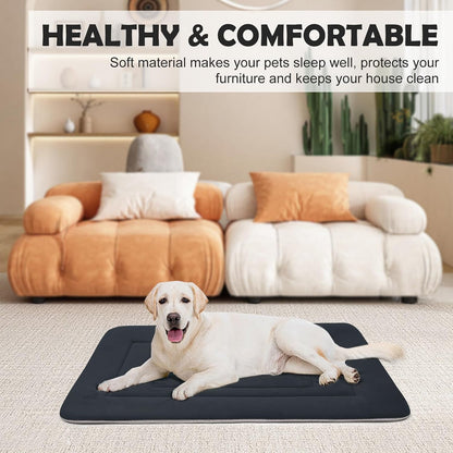 Dog Bed Soft Dog Crate Bed Pad Mat, 42 in Non Slip Bottom Washable Beds for Large Dogs, Pet Bed Mattress Kennel Pad, Dark Blue Gray3