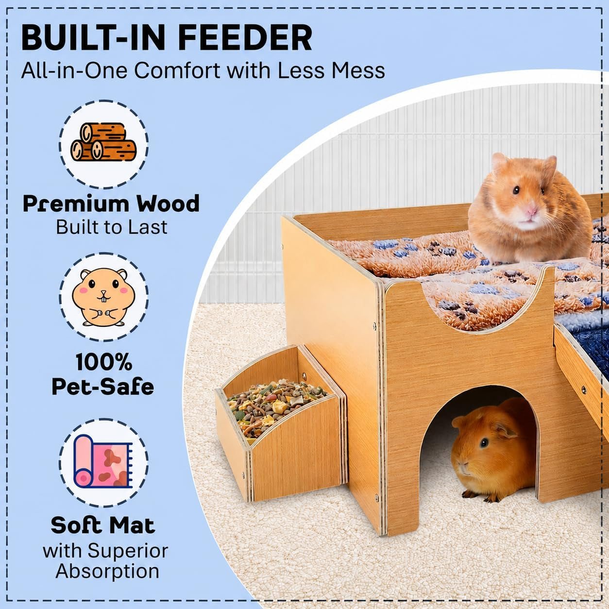 guinea-pig-wooden-hideout-with-built-in-feeder-screw-assembled-natural-wood-castle-with-absorbent-fleece-mat-ramp-accessories-cozy-safe-hideaway-for-small-pets-to-rest-play-explore