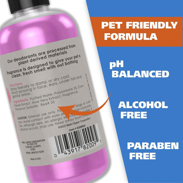 Wahl USA Puppy Pet Deodorant Spray, Deodorizes Odors, Cornflower Aloe, 8 Oz | Freshen up Dog & Cat Coats with a Quick Cornflower Aloe Scented Deodorant Spray for Animals – Model 820009A3