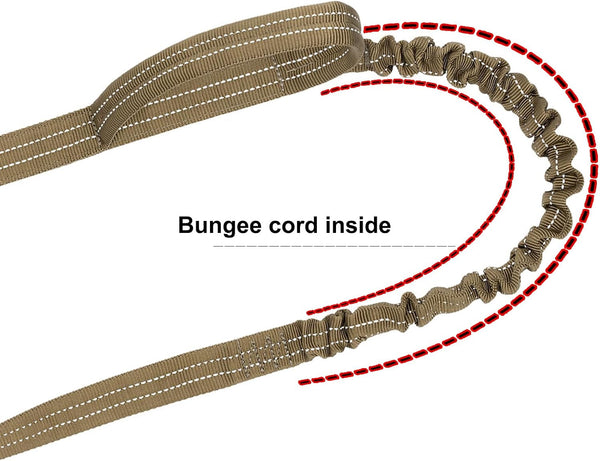ICEFANG Tactical Dog Leash with Quick-Release Metal Clasp,Bungee-Dog Lead | with 2 Control Handles,Hands Free D-Ring ,Reflective ,4Ft Length for Medium Large Dogs, Brown5