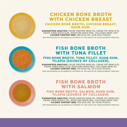 Applaws Fish & Chicken Variety Bone Broth Cat Food Topper 6-Pack 3Oz Pouch | 100% Natural, High Quality Ingredients, High Protein, No Artificial Additives, Limited Ingredients2