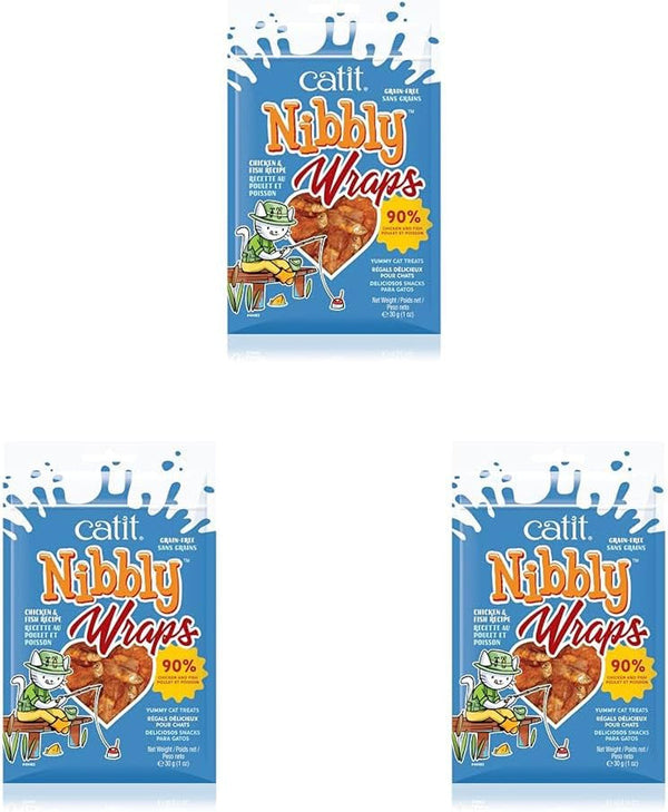 Catit Nibbly Jerky Cat Treats, Chicken & Fish Recipe - Grain-Free Cat Treat White, 1 Ounce (Pack of 2)17