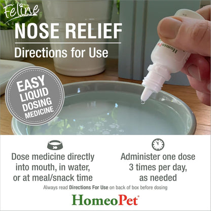 Homeopet Feline Nose Relief, Nasal Supplement for Cats, 15 Milliliters | Natural Nasal and Sinus Support for Cats, Safe and Gentle Homeopathic Formula, Liquid Drops Suitable for Daily Use5