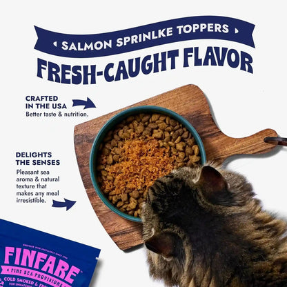 Finfare Freeze Dried Cat Food Toppers, Salmon Sprinkles, Grain Free Meal Toppers for Cats to Support Taste & Nutrition - High Protein & Omega-3S, Crafted in USA, 1.3Oz5