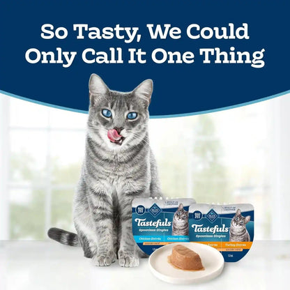 Blue Buffalo Tastefuls Paté Spoonless Single Wet Cat Food Variety Pack (Chicken & Turkey), Made with Natural Ingredients Enhanced with Minerals & Other Nutrients, 2.6-Oz. Twin-Pack Trays (12 Count)2