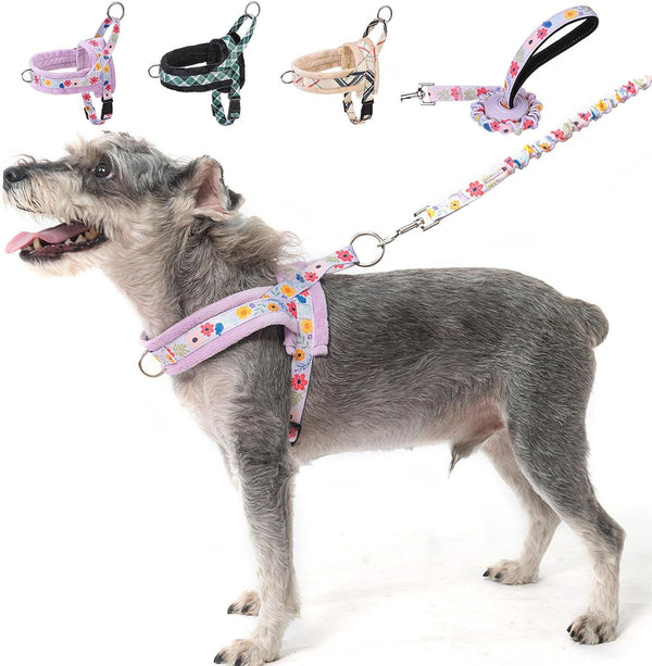 BEAUTYZOO Dog Harness No Pull, Quick Fit Dog Harness and Leash Set, Escape Proof Vest Harness with Soft Handle, Reflective Breathable Mesh Padding Harness for Medium Size Dog Training Walking, Beige M13