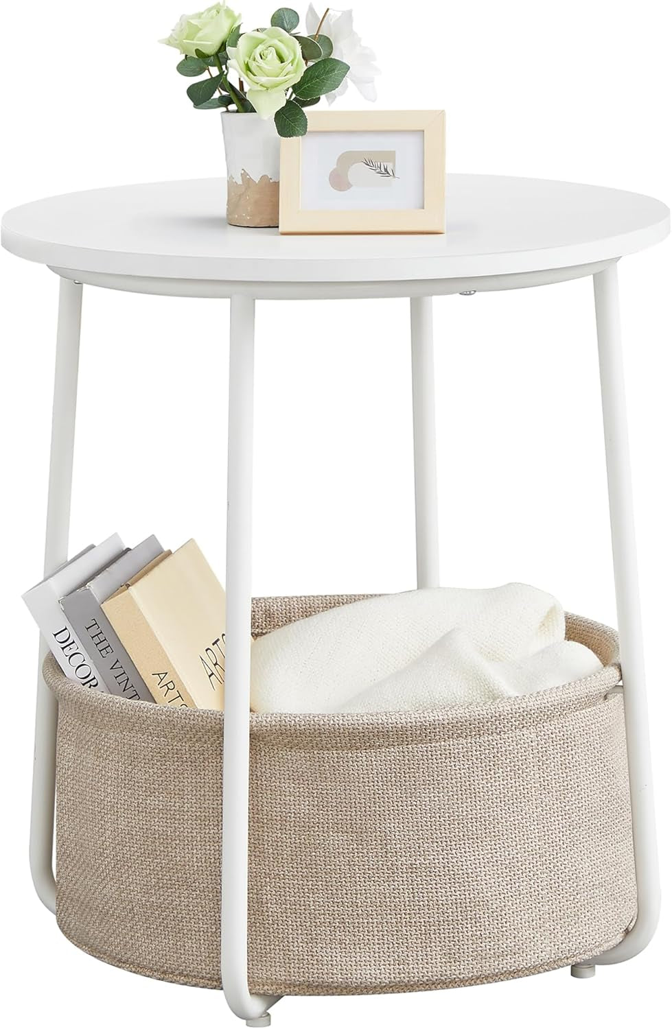 vasagle-lilea-collection-small-round-side-end-table-modern-nightstand-with-fabric-basket-matte-white-and-camel-brown-ulet223w10