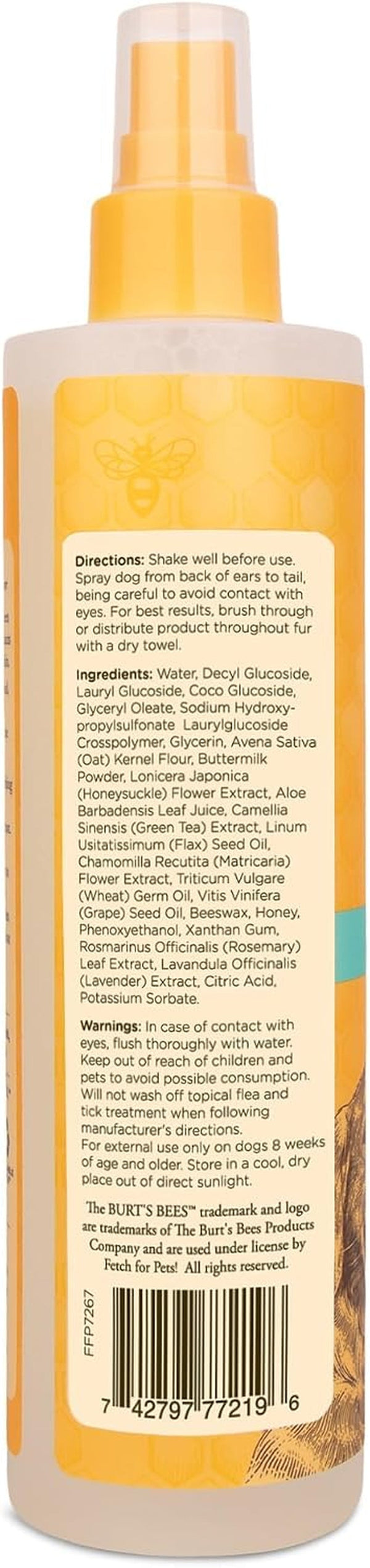 Burt'S Bees for Pets anti Itch Dog Spray with Honeysuckle and Honey, Waterless Grooming Mist for Dry Flaky Skin, Dog Itch Relief between Baths, Natural Origin Coat Care for Dogs, 10 Fl Oz3