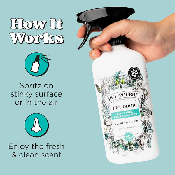 Pet-Pourri Pawsitively Fresh Pet Odor Deodorizer Spray, 16 Fl Oz, up to 800 Uses, Air + Fabric Odor Remover with Essential Oils & Plant Based Ingredients, Vet Recommended, Pineapple, Jasmine & Pear6