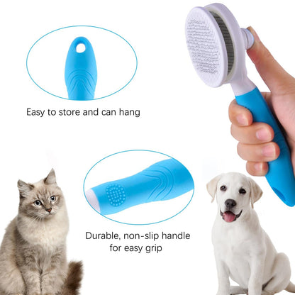 Self Cleaning Slicker Brush - Cat Brush Skin-Friendly Deshedding Grooming Massaging Tool for Long & Short Haired Pets, Cat Hair Brushes Easy Removes Undercoat for Dogs Cats Rabbits - UPGRADED, Blue5