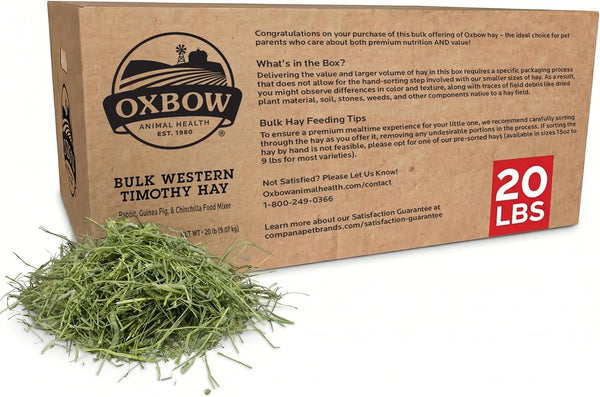 Oxbow Western Timothy Hay, Guinea Pig Hay, Small Pet Bunny Supplies, All Natural Grass for Guinea Pig, Bunny, Chinchilla & Hamster, Oxbow Rabbit Supplies for Bunnies, 9 Lb Box | Oxbow Timothy Hay, Bunny Hay for Rabbits, Guinea Pigs, Bunnies and Chinchillas, Hand-Sorted, De-Dusted, Made in USA18