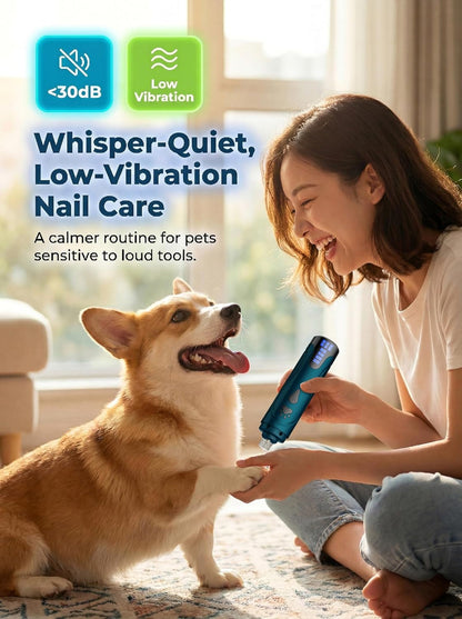 YABIFE Super Quiet Dog Nail Grinder & Clippers Kit with 2 LED Lights, 3 Speeds up to 12,000 RPM, Lower than 30Db Electric Pet Nail Trimmer for Small Medium Large Dogs and Cats2