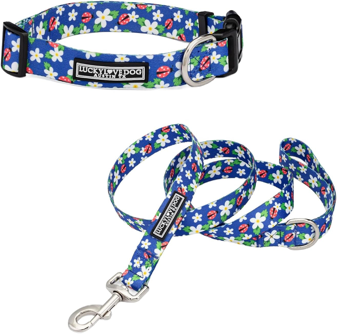 lucky-love-dog-easy-click-buckle-dog-collar-with-leash-set-combo-durable-comfortable-for-male-female-dogs-pet-collar-for-medium-dogs-secure-fit-blackbird-combo-medium