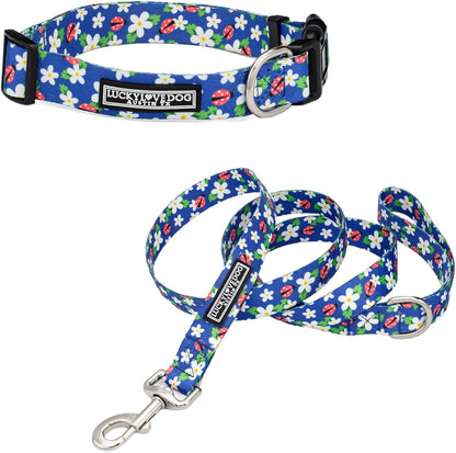 Lucky Love Dog - Easy Click Buckle Dog Collar with Leash Set Combo, Durable & Comfortable for Male & Female Dogs, Pet Collar for Medium Dogs, Secure Fit - Blackbird Combo, Medium46