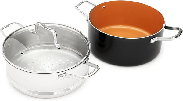 Ceramic Nonstick Cookware Set, Induction Ready, Dishwasher & Oven Safe, Even Heating, 10-Piece Set with Frying Pans, Saucepans, Glass Lids, Copper Color6