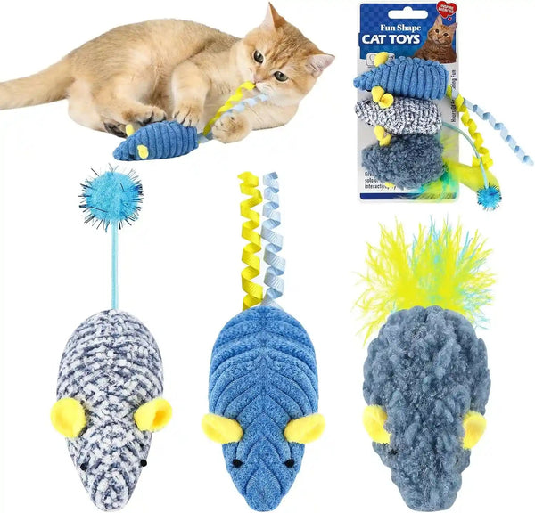 Catnip Toys (3 Pack), Cat Mouse Toys for Indoor Play, Small Interactive Cat Toys for Indoor Cats, Perfect for Single or Multi-Cat Households (Blue)1