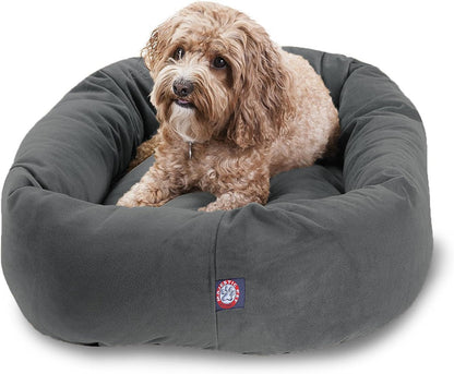 Majestic Pet 32 Inch Suede Calming Dog Bed Washable – Cozy Soft round Dog Bed with Spine Support for Dogs to Rest Their Head - Fluffy Donut Dog Bed 32X23X7 (Inch) - round Pet Bed Medium – Sage20