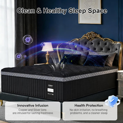 16 Inch Queen Size Mattress, Upgraded Luxury Hybrid Queen Mattress in a Box with 7-Zone Support for Cool Night & Pressure Relief, Motion Isolation, Designed in the USA, 365-Night Trial, Medium Firm7