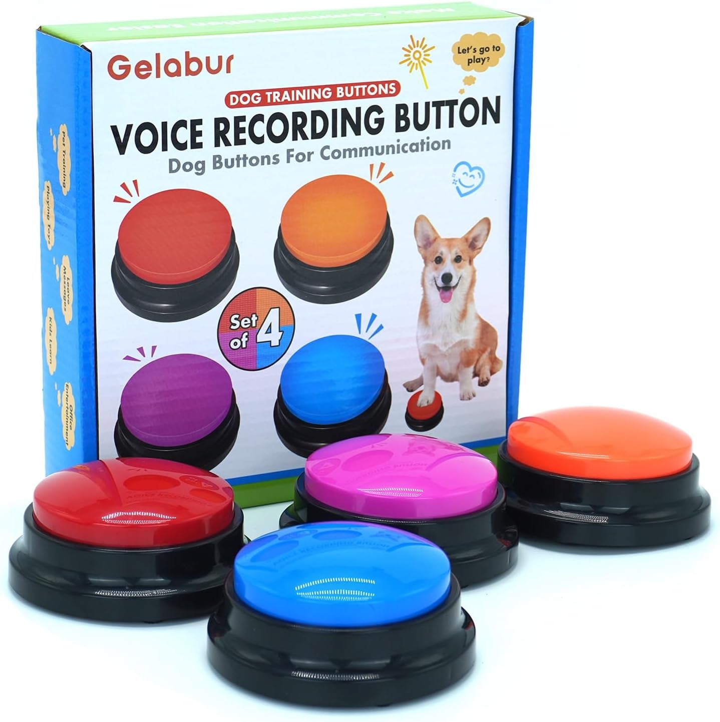 gelabur-set-of-4-dog-buttons-for-communication-voice-recordable-buttons-for-classroom-dog-training-talking-buttons-starter-set-pet-easy-speaking-buttons-tools
