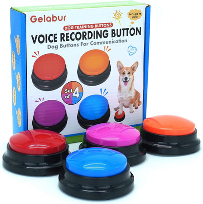 Gelabur Set of 4 Dog Buttons for Communication, Voice Recordable Buttons for Classroom, Dog Training Talking Buttons Starter Set, Pet Easy Speaking Buttons Tools1