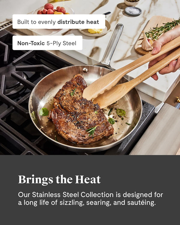 Caraway 12-Piece Stainless Steel Cookware Set | 5-Ply Stainless Steel Pots and Pans Set, Fry, Sauce, Sauté Pan, Dutch Oven, and Space-Saving Storage, Non-Toxic5