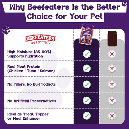 Beefeaters Lickable Cat Treats 48 Count – Puree Squeeze up Tubes Variety Pack (Salmon, Tuna & Chicken) | Grain Free, Taurine Enriched, High Moisture for Picky Eaters | Cat Treat Topper or Snack5