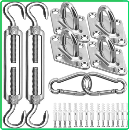 Sun Shade Sail Hardware Kit - 6 Inch 304 Stainless Steel Sunshades Canopy Installation Kit for Install Rectangle & Triangle Shade Sails Deck Garden Lawn Patio Outdoor Metal Sail Shade Hardware Kit1
