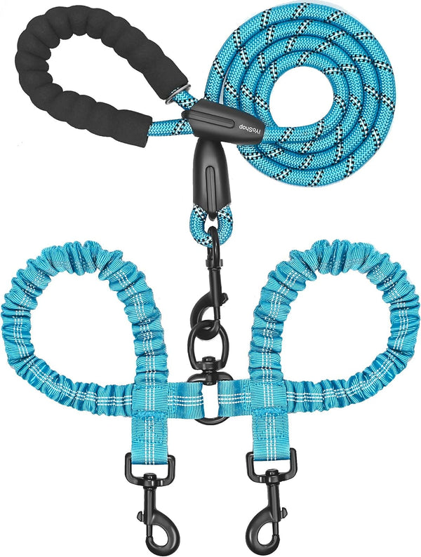 Iyoshop Dual Dog Leash - 360° Swivel, No Tangle Walking Leash with Shock Absorbing Bungee for Two Dogs (Large, 25-150 Lbs, Black)20