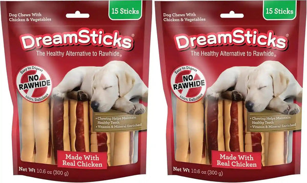 Dreambone Chicken Wrapped Mini Stick Dog Treats, Daily Rawhide-Free Chew, Digests Safely and Completely, with Real Protein, Chicken and Veggies, 15 Count18