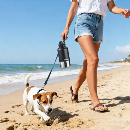 Cibaabo Insulated Dog Water Bottle 32Oz Keep Water Cool with 2 Bowls | Travel Feeding & Hydration | Stainless Steel Double Wall Thermos | Portable Pet Dispenser | for Dog & Owner | Hiking Beach6