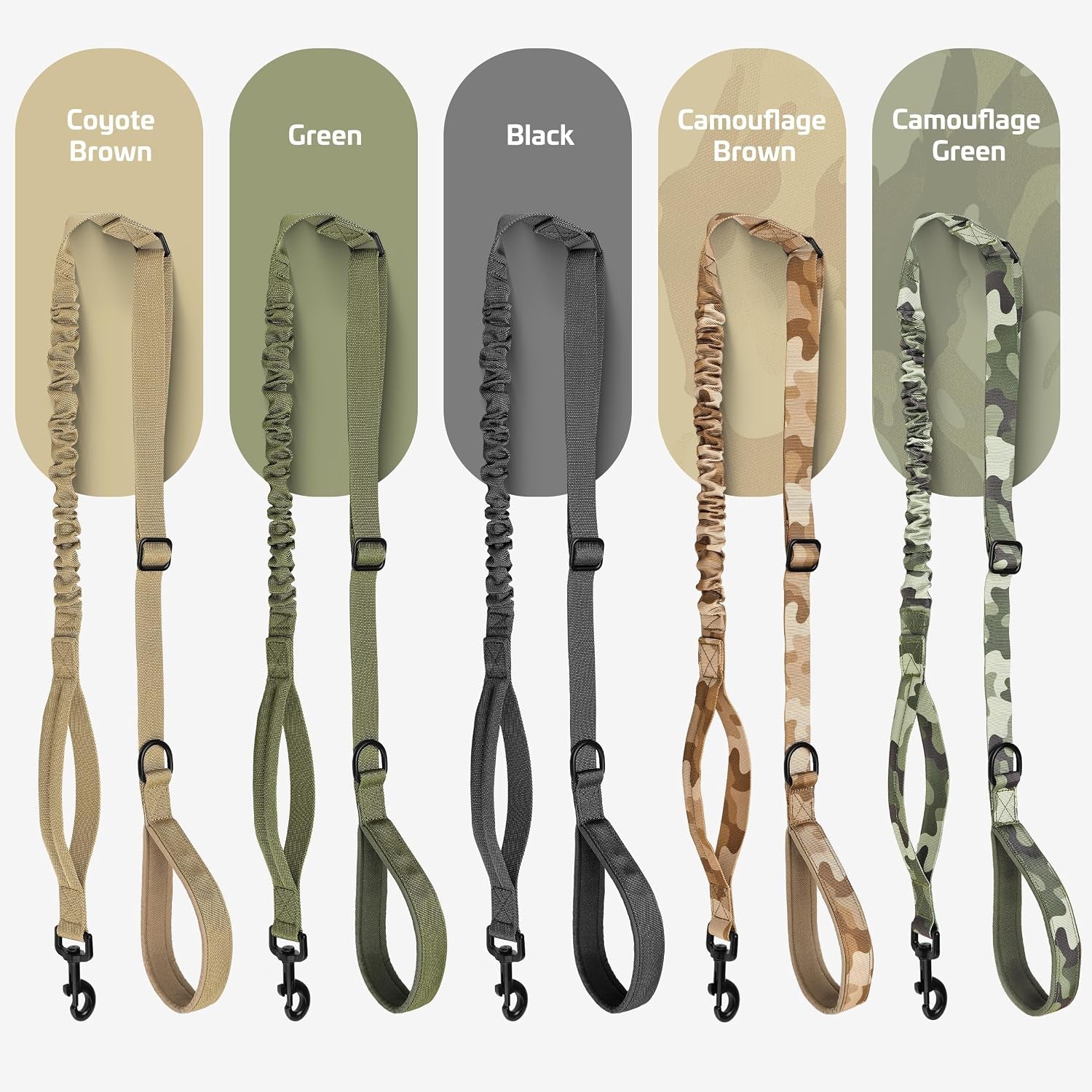 forestpaw-tactical-dog-leash-for-large-dogs-khaki-4-5ft-heavy-duty-bungee-shock-absorption-2-padded-handles-for-training-running-walking